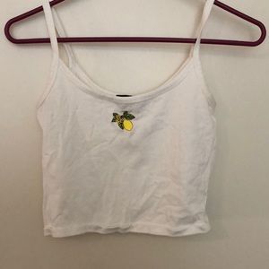 lemon embroidered white tank